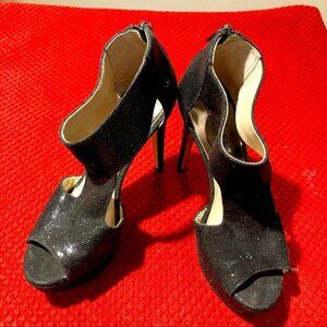 MICHAEL KORS Sz 7 Platform  Heeled Sparkly Glitter Zipper Closure Heels